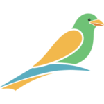 Grafik eines Logo mit einem gelb-grünem Kanarenvogel